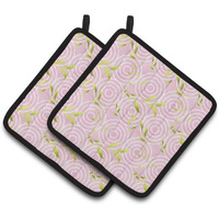 "Caroline's Treasures Geometric Circles on Pink Watercolor Decorated Pot Holder, 7.5"" x 7.5"", Multicolor"