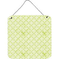 "Caroline's Treasures Geometric Circles on Green Watercolor Metal Print, 6"" H x 6"" W, Multicolor"