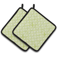 "Caroline's Treasures Geometric Circles on Green Watercolor Decorated Pot Holder, 7.5"" x 7.5"", Multicolor"