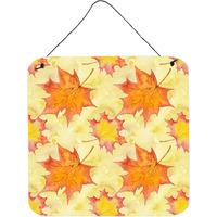 "Caroline's Treasures Fall Leaves Scattered Metal Print, 6"" H x 6"" W, Multicolor"