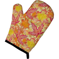 "Caroline's Treasures Fall Leaves Watercolor Red Decorated Oven Mitt, 12"" x 8.5"", Multicolor"