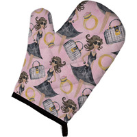 "Caroline's Treasures Watercolor Fashion Diva on Pink Decorated Oven Mitt, 12"" x 8.5"", Multicolor"
