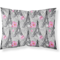 "Caroline's Treasures Watercolor Pink Flowers Eiffel Tower Pillowcase, Standard, Multicolor"