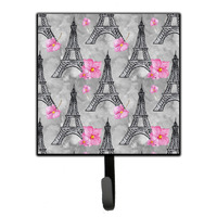 "Caroline's Treasures Watercolor Pink Flowers Eiffel Tower Wall Hook, Small, Multicolor"
