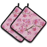 "Caroline's Treasures Watercolor Pink Flowers Decorated Pot Holder, 7.5"" x 7.5"", Multicolor"