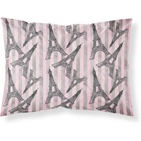"Caroline's Treasures Watercolor Eiffel Tower and Stripes Pillowcase, Standard, Multicolor"