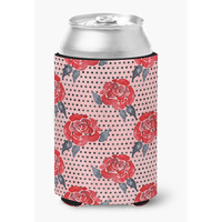 "Caroline's Treasures Watercolor Red Roses and Polkadots Decorative Can Hugger, Multicolor"