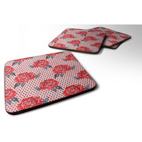 "Caroline's Treasures Watercolor Red Roses and Polkadots Decorative coasters, 3.5, Multicolor"