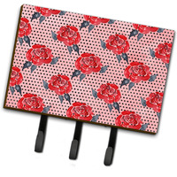"Caroline's Treasures Watercolor Red Roses and Polka dots Wall Hook, Triple, Multicolor"