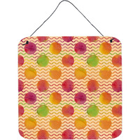 "Caroline's Treasures Watercolor Rainbow Dots and Squiggles Metal Print, 6"" H x 6"" W, Multicolor"