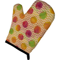 "Caroline's Treasures Watercolor Rainbow Dots and Squiggles Decorated Oven Mitt, 12"" x 8.5"", Multicolor"