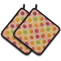 "Caroline's Treasures Watercolor Rainbow Dots and Squiggles Decorated Pot Holder, 7.5"" x 7.5"", Multicolor"