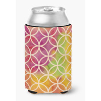 "Caroline's Treasures Watercolor Rainbow Geometric Circles Decorative Can Hugger, Multicolor"