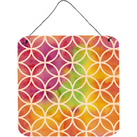 "Caroline's Treasures Watercolor Rainbow Geometric Circles Metal Print, 6"" H x 6"" W, Multicolor"