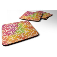 "Caroline's Treasures Watercolor Rainbow Geometric Circles Decorative coasters, 3.5, Multicolor"