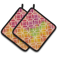 "Caroline's Treasures Watercolor Rainbow Geometric Circles Decorated Pot Holder, 7.5"" x 7.5"", Multicolor"