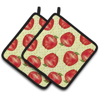 "Caroline's Treasures Watercolor Apples and Polka dots Decorated Pot Holder, 7.5"" x 7.5"", Multicolor"