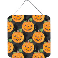 "Caroline's Treasures Watercolor Halloween Jack-O-Lantern Metal Print, 6"" H x 6"" W, Multicolor"
