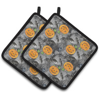 "Caroline's Treasures Watercolor Halloween Jack-O-Lantern Bats Decorated Pot Holder, 7.5"" x 7.5"", Multicolor"