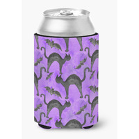 "Caroline's Treasures Watecolor Halloween Black Cats on Purple Decorative Can Hugger, Multicolor"