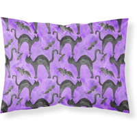 "Caroline's Treasures Watercolor Halloween Black Cats on Purple Pillowcase, Standard, Multicolor"