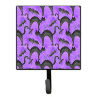 "Caroline's Treasures Watercolor Halloween Black Cats on Purple Wall Hook, Small, Multicolor"