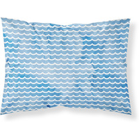 "Caroline's Treasures Beach Watercolor Waves Printed, Polyester, 250 Thread count, Envelope closure Pillowcase, Standard, Multicolor"