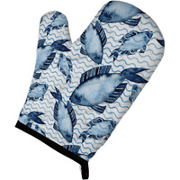 "Caroline's Treasures Beach Watercolor Fishes Decorated Oven Mitt, 12"" x 8.5"", Multicolor"