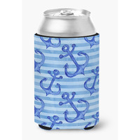 "Caroline's Treasures Beach Watercolor Anchors Decorative Can Hugger, Multicolor"