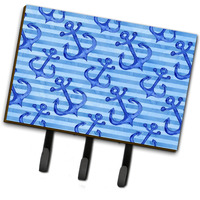 "Caroline's Treasures Beach Watercolor Anchors Wall Hook, Triple, Multicolor"