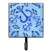 "Caroline's Treasures Beach Watercolor Anchors and Fish Wall Hook, Small, Multicolor"