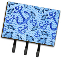 "Caroline's Treasures Beach Watercolor Anchors and Fish Wall Hook, Triple, Multicolor"