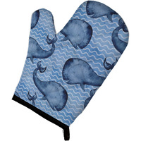 "Caroline's Treasures Beach Watercolor Whales Decorated Oven Mitt, 12"" x 8.5"", Multicolor"