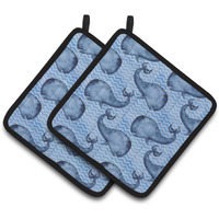 "Caroline's Treasures Beach Watercolor Whales Decorated Pot Holder, 7.5"" x 7.5"", Multicolor"