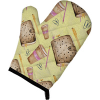"Caroline's Treasures Watercolor Coffee and Journal Decorated Oven Mitt, 12"" x 8.5"", Multicolor"