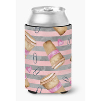 "Caroline's Treasures Watercolor Coffee and Paper Clips Decorative Can Hugger, Multicolor"