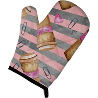 "Caroline's Treasures Watercolor Coffee and Paper Clips Decorated Oven Mitt, 12"" x 8.5"", Multicolor"