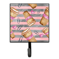 "Caroline's Treasures Watercolor Coffee and Paper Clips Wall Hook, Small, Multicolor"