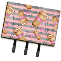 "Caroline's Treasures Watercolor Coffee and Paper Clips Wall Hook, Triple, Multicolor"
