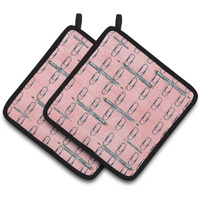 "Caroline's Treasures Watercolor Organized Paper Clips Pink Decorated Pot Holder, 7.5"" x 7.5"", Multicolor"