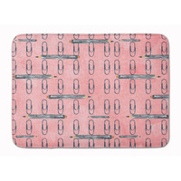 "Caroline's Treasures Watercolor Organized Paper Clips Pink Floor Mat, 19"" H x 27"" W, Multicolor"