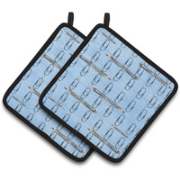 "Caroline's Treasures Watercolor Organized Paper Clips Blue Decorated Pot Holder, 7.5"" x 7.5"", Multicolor"