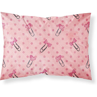 "Caroline's Treasures Watercolor Paper Clips and Polka dots Pink Pillowcase, Standard, Multicolor"