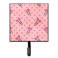 "Caroline's Treasures Watercolor Paper Clips and Polka dots Pink Wall Hook, Small, Multicolor"