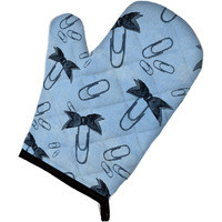 "Caroline's Treasures Watercolor Paper Clips Blue Decorated Oven Mitt, 12"" x 8.5"", Multicolor"