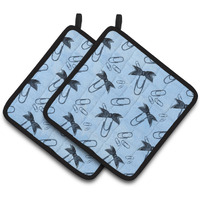 "Caroline's Treasures Watercolor Paper Clips Blue Decorated Pot Holder, 7.5"" x 7.5"", Multicolor"