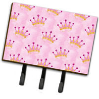 "Caroline's Treasures Watercolor Princess Crown on Pink Wall Hook, Triple, Multicolor"