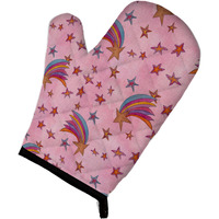 "Caroline's Treasures Watercolor Shooting Stars on Pink Decorated Oven Mitt, 12"" x 8.5"", Multicolor"