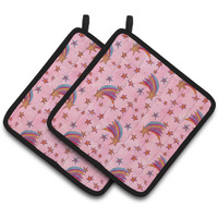 "Caroline's Treasures Watercolor Shooting Stars on Pink Decorated Pot Holder, 7.5"" x 7.5"", Multicolor"