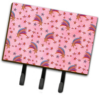 "Caroline's Treasures Watercolor Shooting Stars on Pink Wall Hook, Triple, Multicolor"